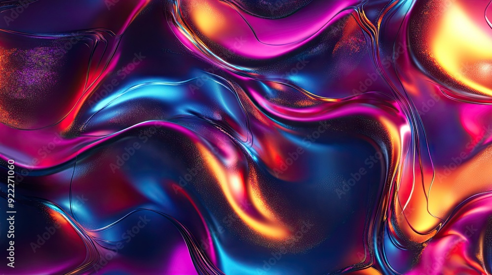 Poster beautiful 3d colorful background with a mix of neon colors and abstract shapes, creating a futuristi
