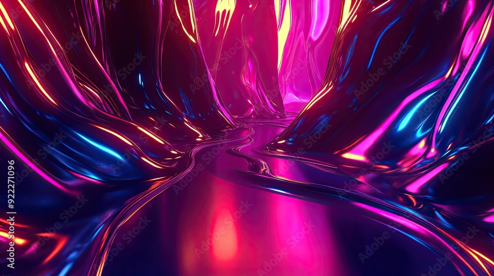 Poster beautiful 3d colorful background with a mix of neon colors and abstract shapes, creating a futuristi