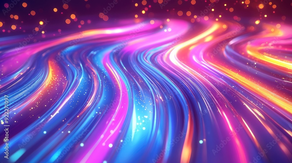 Poster beautiful 3d colorful background with a mix of neon colors and abstract shapes, creating a futuristi
