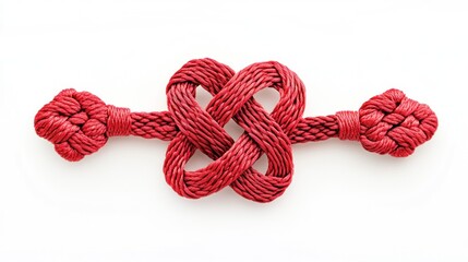 Red Rope Knot on White Background