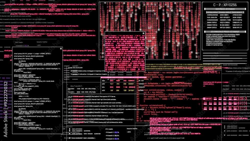 Wall mural a beautifully designed darkthemed digital interface that showcases intricate code and complex data a