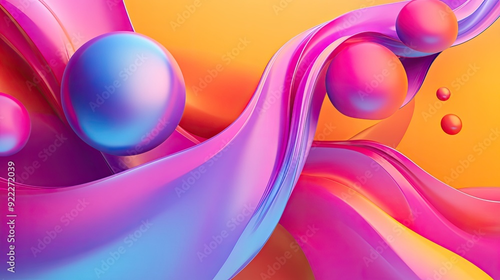 Poster captivating 3d colorful background with geometric forms and vibrant gradients, perfect for modern ar