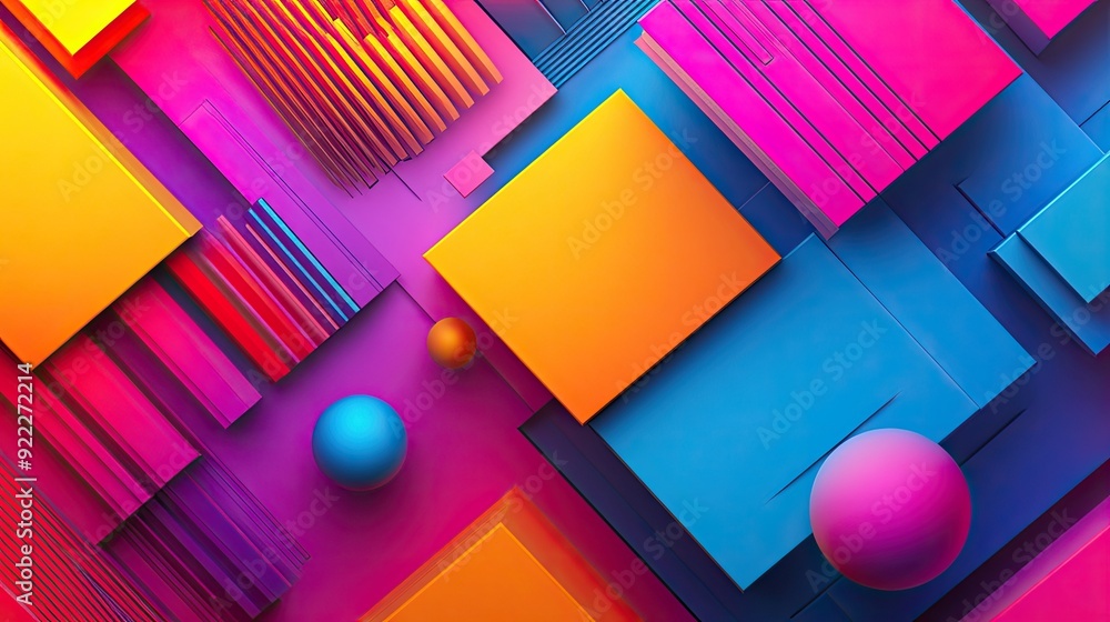 Poster captivating 3d colorful background with geometric shapes and smooth gradients, perfect for modern di