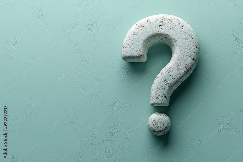 Aufkleber A question mark with a computer cursor clicking on it, symbolizing a search for information online, set against a pastel mint green background,