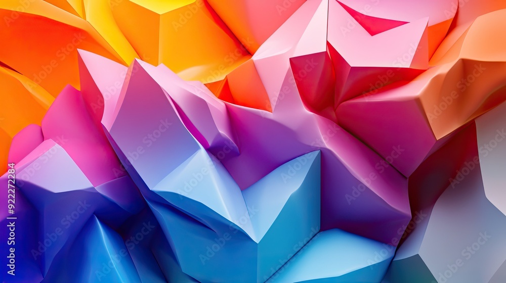 Poster captivating 3d colorful background with geometric shapes and smooth color transitions, perfect for m