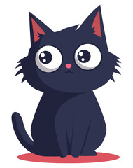 Cute Cat, Ideal for Pet and Animal Themes - Flat Vector Illustration