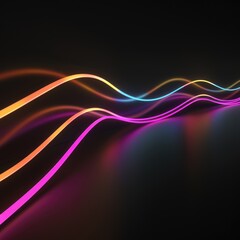 Abstract neon light lines background. Glowing led light line beam collection. Bright luminous fluorescent bar stick lines