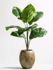 A single large ornamental plant in an elegant pot, displayed against a pristine white background