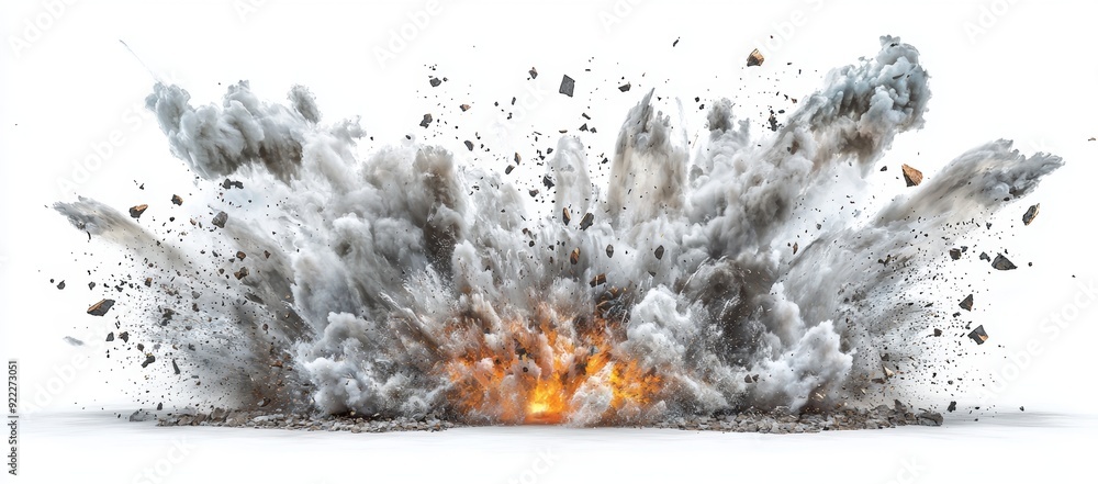Poster an explosion isolated on a transparent background is a stock image