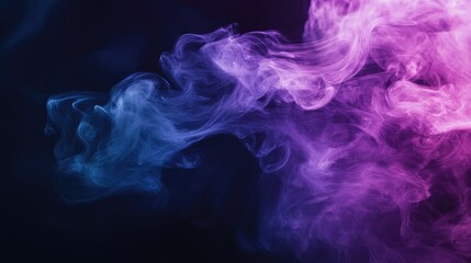 Obraz premium Delicate, purple and blue 3D smoke graphics, forming ethereal shapes on a black backdrop