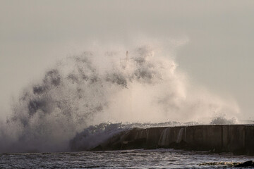 Heavy storm at river mouth