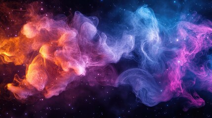 Obraz premium Dynamic, colorful 3D smoke, creating vibrant swirls and waves in a dark space