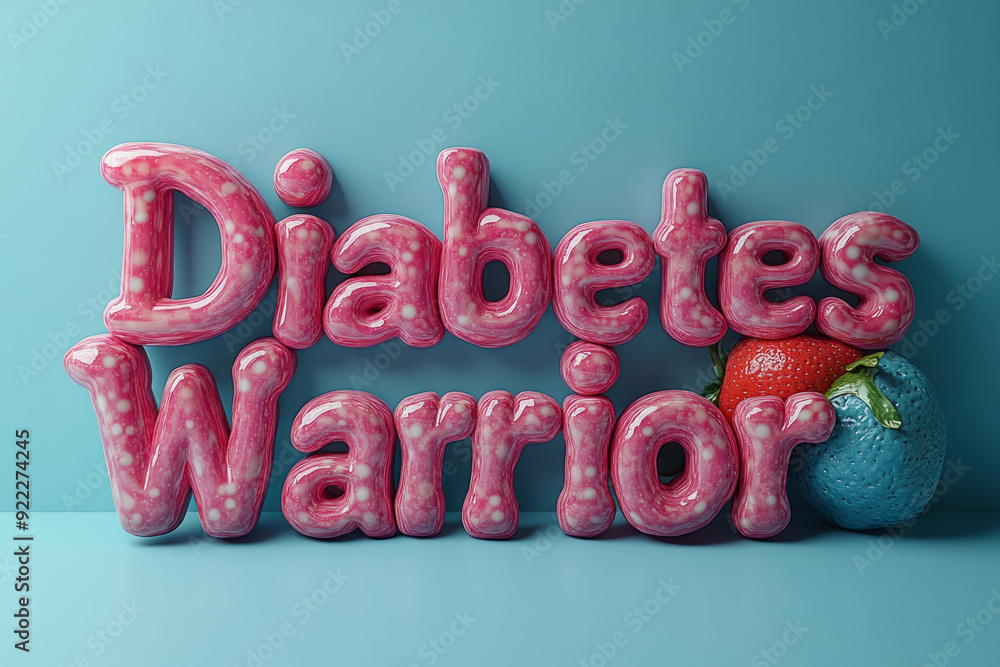 Sticker the word diabetes warrior in bold, modern font with a sleek design, set against a pastel blue backgr