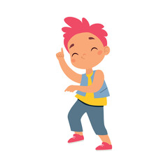 Funny Boy Kid Character Enjoy and Having Fun Vector Illustration