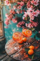 Aperol spritz cocktail with orange