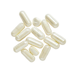 Isolated Group of Translucent Gabapentin Capsules without Background.