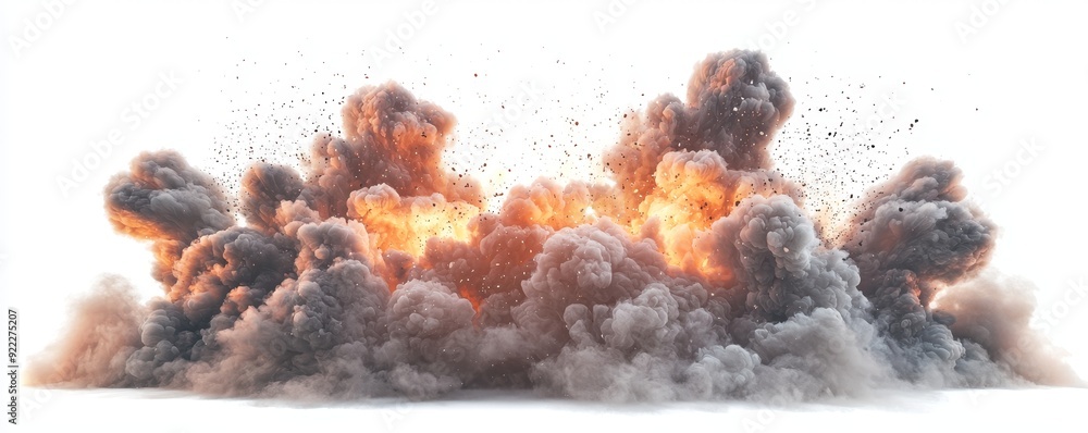 Poster an explosion of smoke isolated on a transparent background - stock image