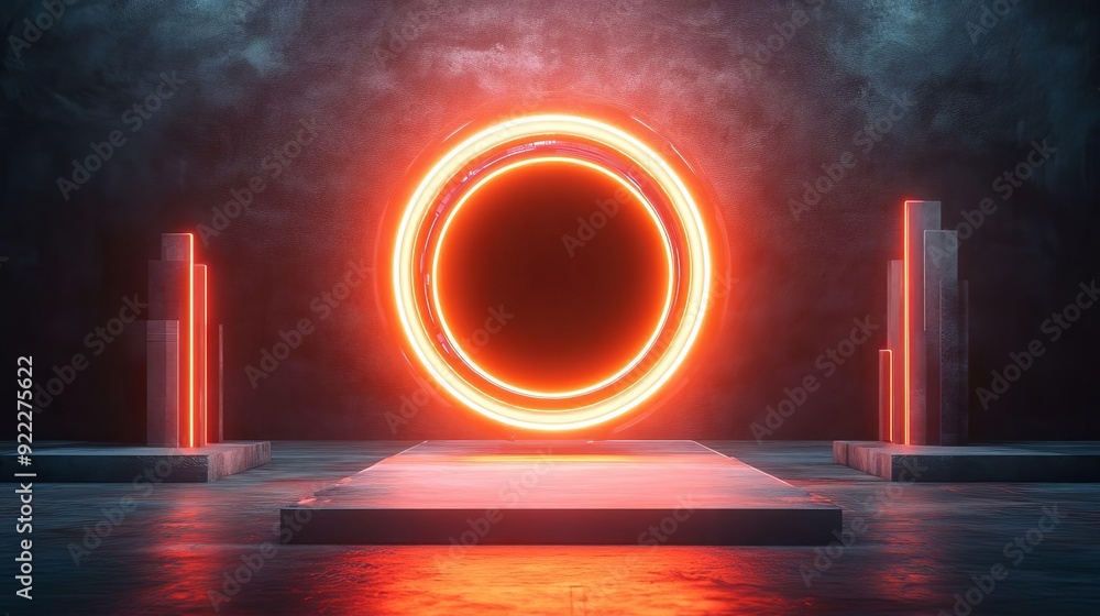 Poster exploring the intersection of technology and futurism a stunning fusion of neon highlights and advan