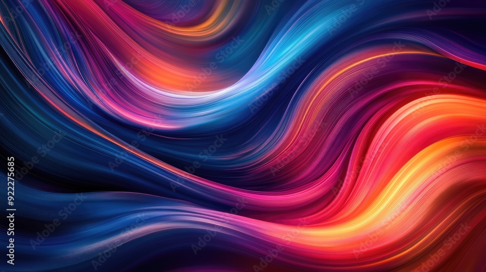Poster gorgeous 3d colorful background with flowing, wavy patterns and bright, vivid colors creating a stri
