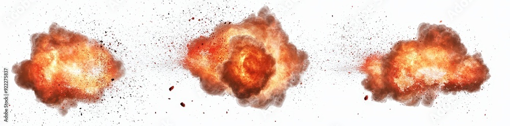 Poster stock image of a set of red explosions on a transparent background