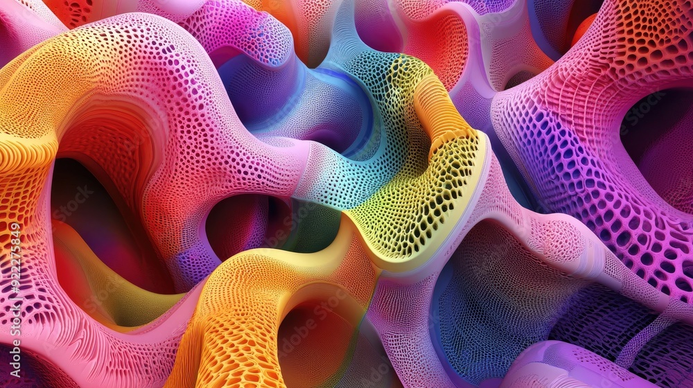 Poster mesmerizing 3d colorful background with intricate patterns and bright, vivid colors, ideal for creat
