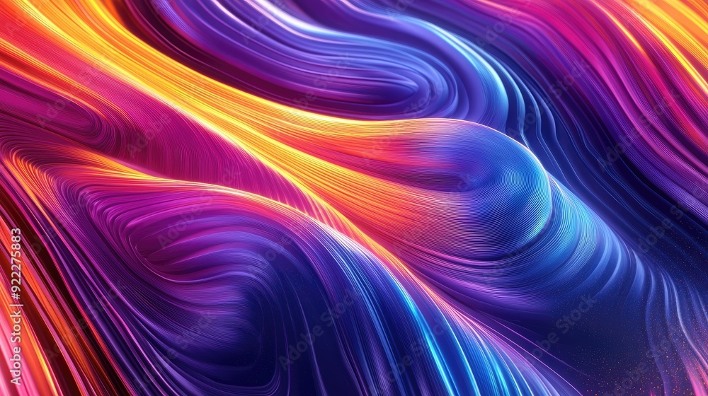 Poster mesmerizing 3d colorful background with vibrant lines and dynamic gradients, ideal for digital and t