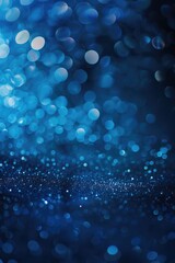 Abstract blue blurry unfocused sparkle glitter blue bokeh background wallpaper with copy space. Blue Christmas glitter design background.