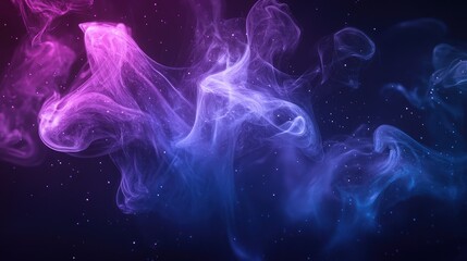 Obraz premium Serene, purple and blue 3D smoke graphics, forming ethereal shapes on a black backdrop