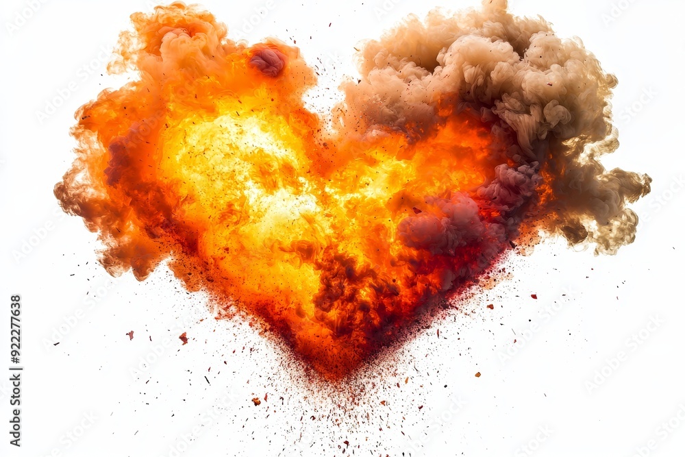 Poster isolated heart explosion on transparent background - stock image