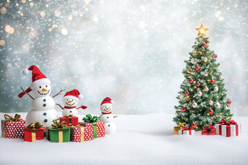 christmas tree and snowman