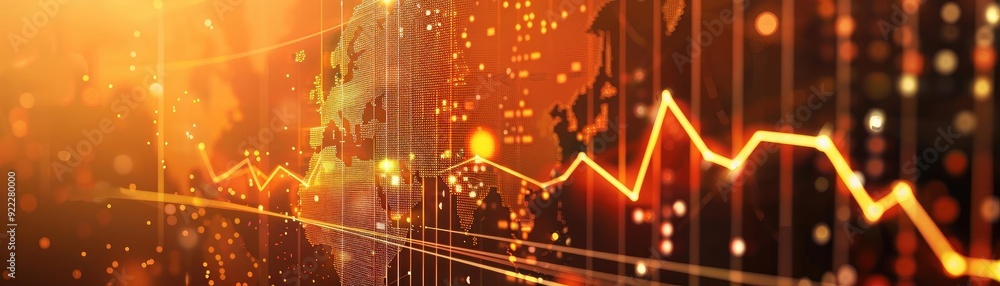 Aufkleber dynamic financial graph with glowing elements representing market trends and data visualization for 