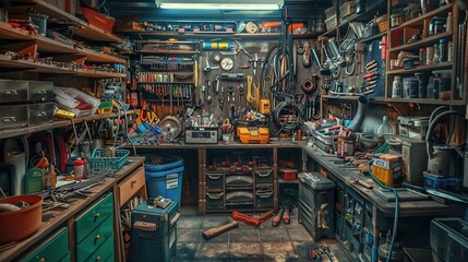 A store room with a wide variety of hobbyist tools and materials neatly arranged.