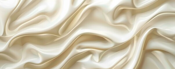 Fototapeta premium Abstract Cream-Colored Fabric Draped in Smooth Waves
