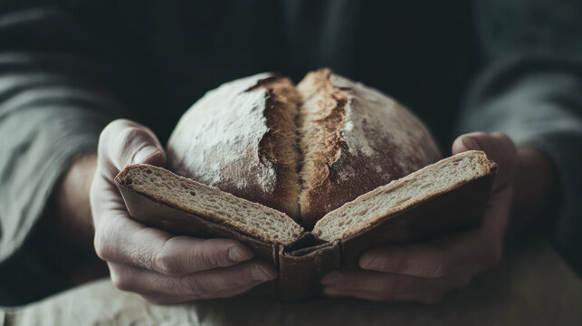 Man shall not live on bread alone, but on every word that comes from the mouth of God - Bible Passage Illustrating the Wisdom and Teaching of Jesus Christ Encouraging People to Read the Bible
