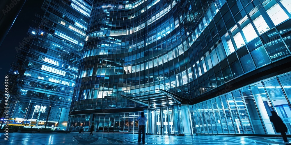 Canvas Prints a large building with many windows and a large glass entrance