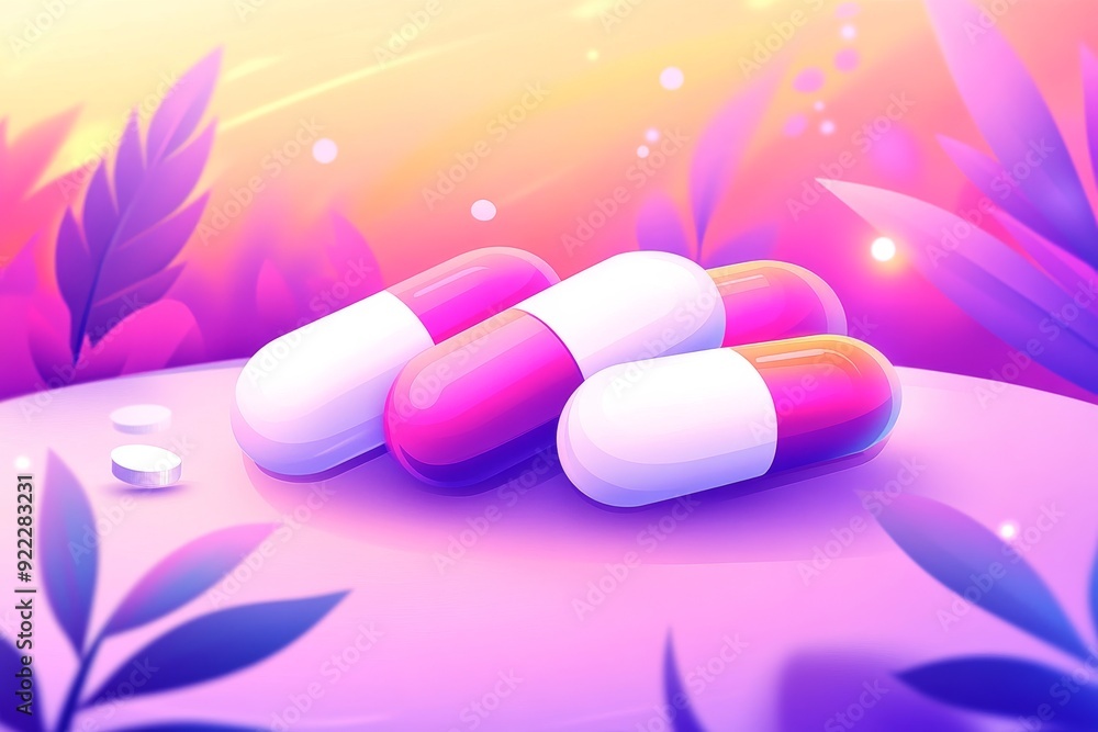 Aufkleber a vibrant and serene image of colorful capsules resting on a soft glowing surface symbolizing the ca