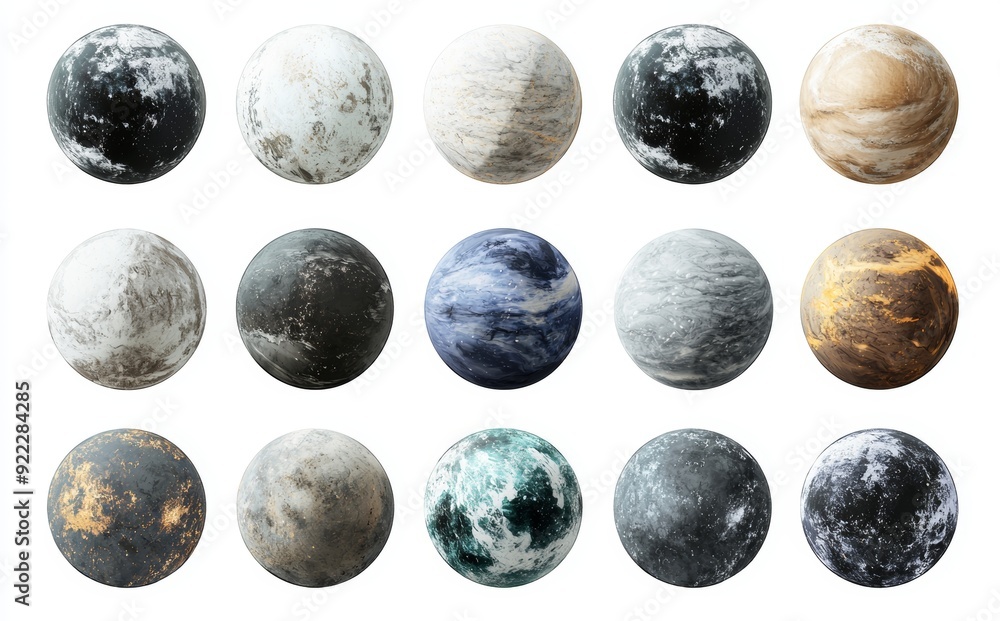 Poster transparent background with a big set of planets.