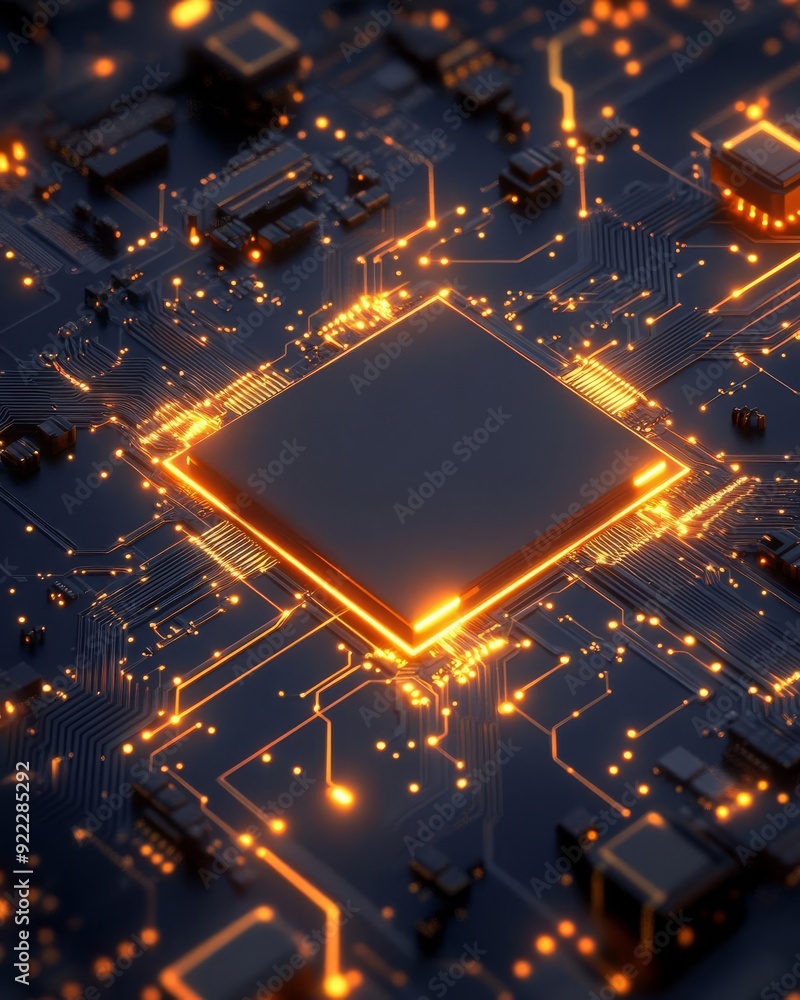 Poster futuristic digital matrix circuit pattern with glowing accents a stunning visual representation of a