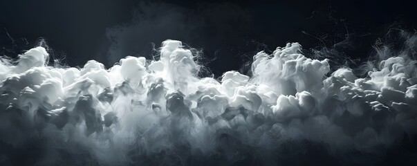 Abstract White Smoke Cloud Formation Against Dark Background