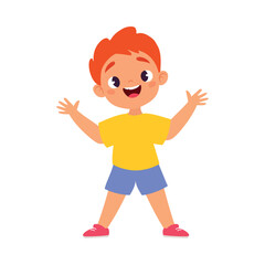 Funny Boy Kid Character Enjoy and Having Fun Vector Illustration