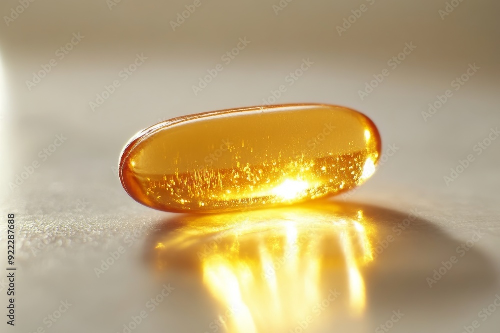 Poster a glowing single yellow capsule with a radiant light emerging from one end symbolizing the powerful 