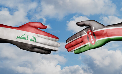 Kenya and Iraq country handshaking with flags, consensus concept international co-operation illustration
