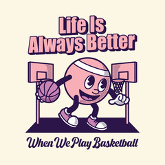 Vintage basketball mascot logo illustration