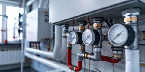 A white and red pipe with a white and red gauge on it