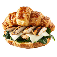 Savory Croissant Sandwich with Grilled Chicken, Spinach, and Mozzarella