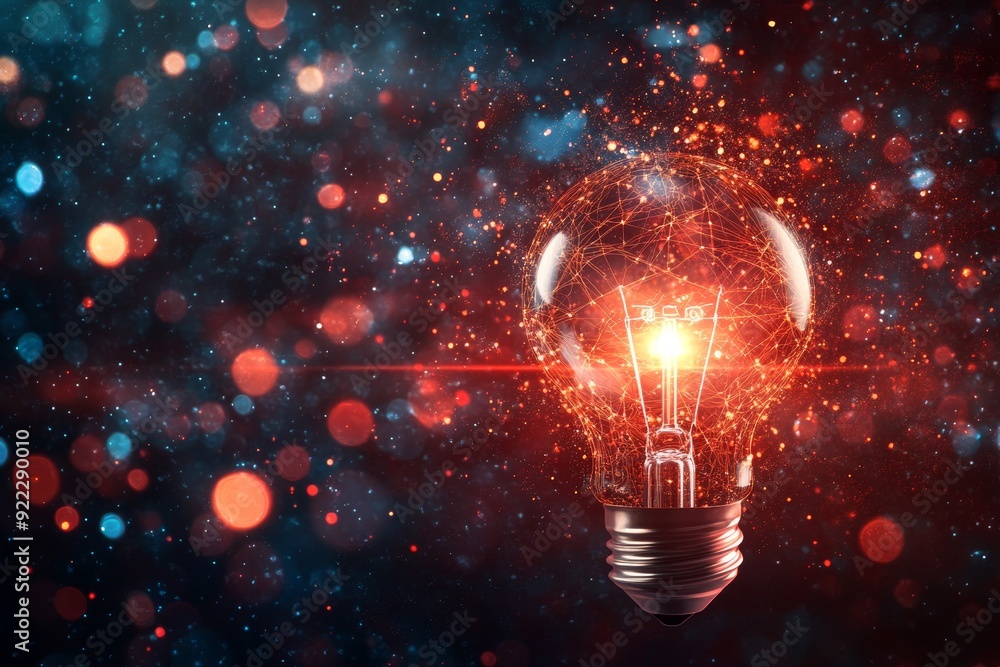 Wall mural light bulb representing a business idea with dynamic energy