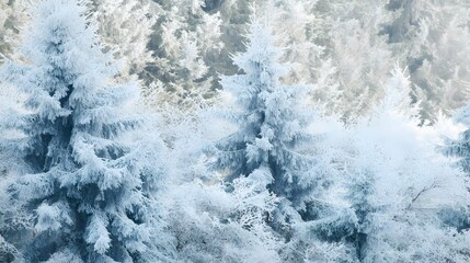 Fototapeta premium Frosty pines stand tall in a winter wonderland.