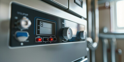 A digital display on a machine shows the temperature and time