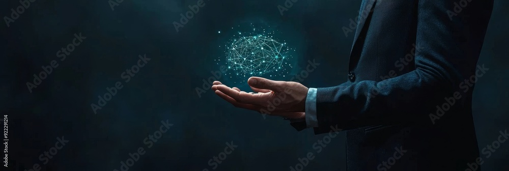 Poster the future of business and corporate global is powered by ai smart with synchronization and analysis