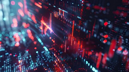 Obraz premium Abstract digital background featuring vibrant red and blue lines, ideal for technology and data-related projects.